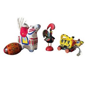 Vintage Set of 4 Mini Hand Crafted Trinket Toy Decor Lot